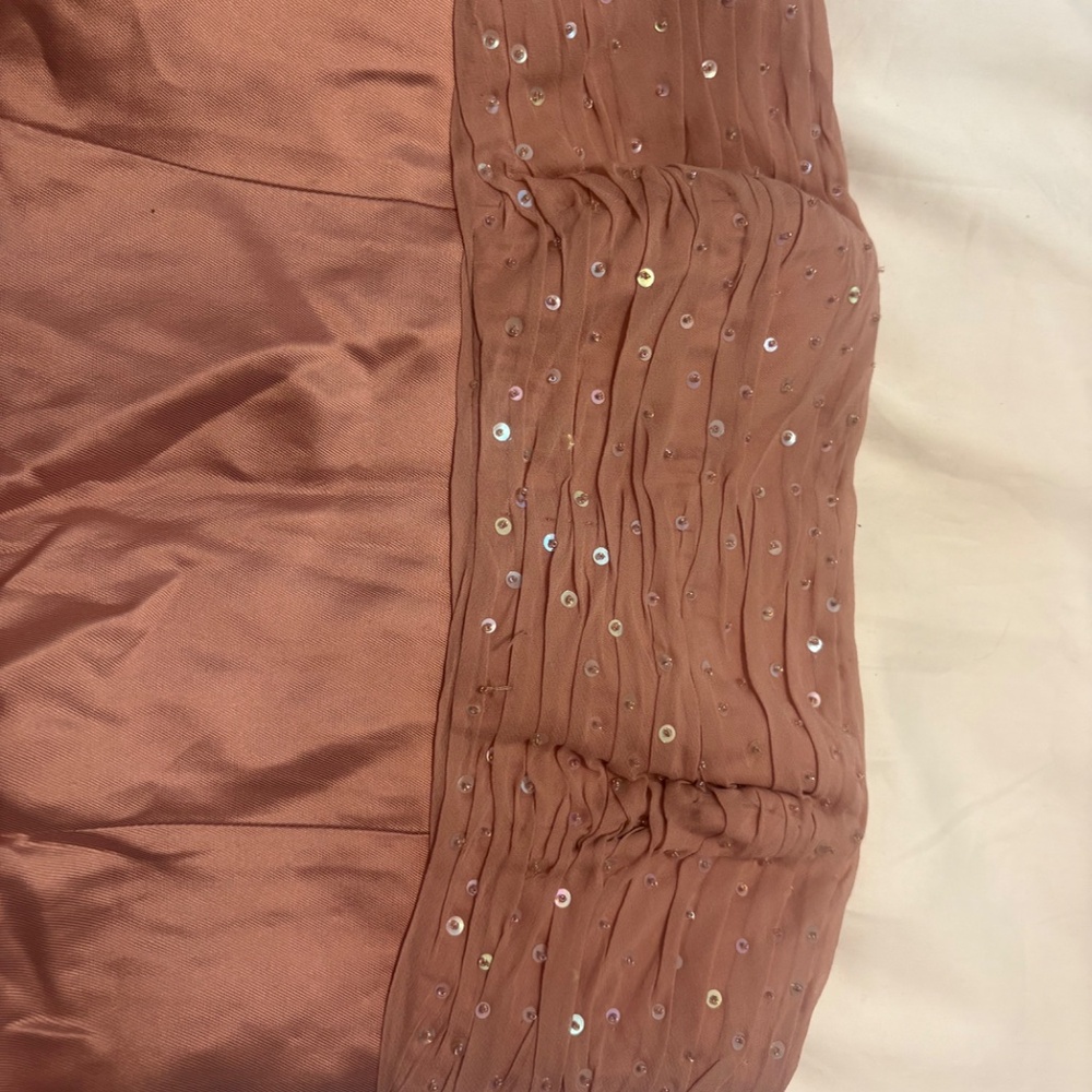 TERI JON STRAPLESS Dusty pink GOWN VOILE SHEER TRAIN SHANTUNG 2 4 8 10 - Picture 2 of 5